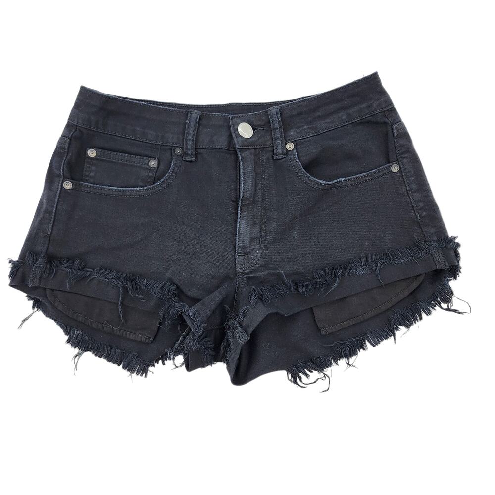 American Eagle Outfitters Black Frayed High Waist Shorts